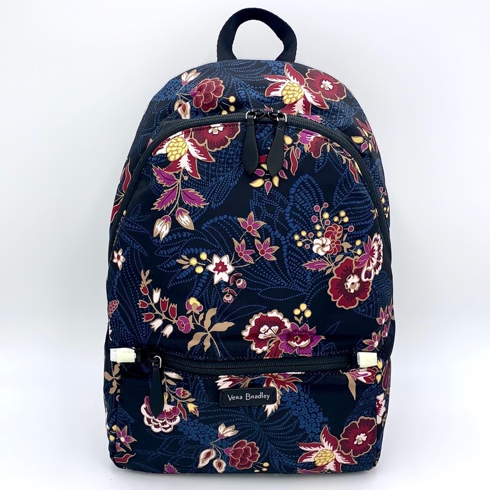 Vera Bradley Floral Backpack - Navy and Burgundy